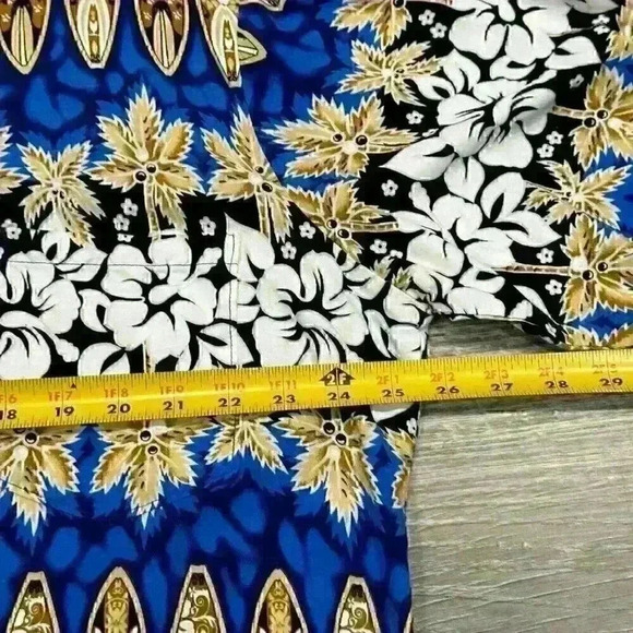 Aloha Hut Mens Hawaiian Button Up Short Sleeve Shirt Sz XL Blue - Mint EUC - Picture 9 of 14